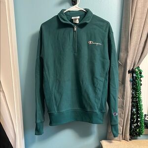 Champion Men's Green Zip-Up Sweater
